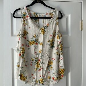 Old Navy Women's Sleeveless V Neck Keyhole Back Floral Tank Top - XL
